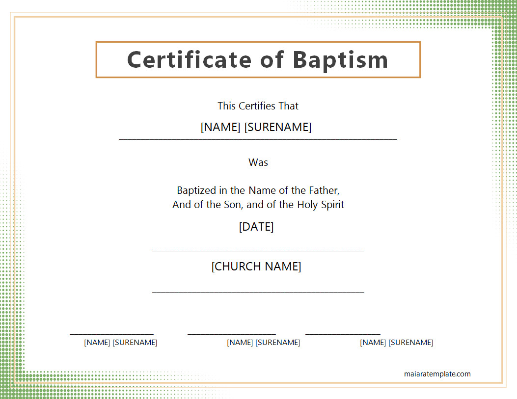 Free Printable Baptism Certificate Template