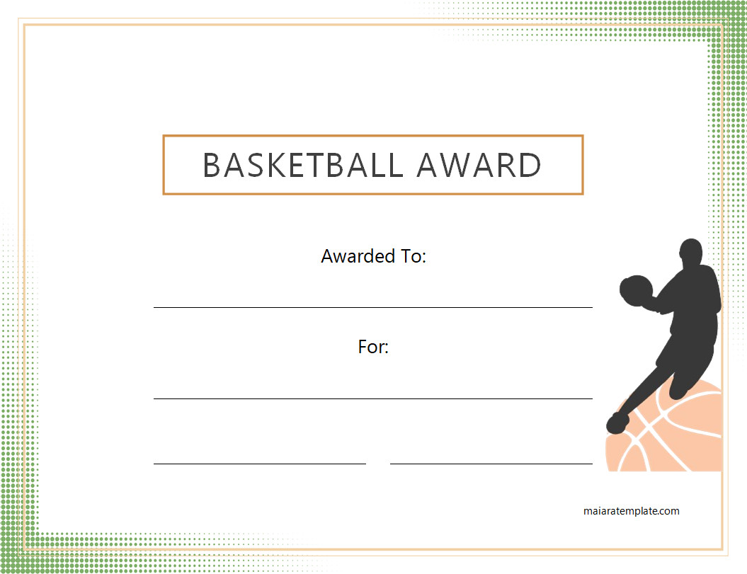 Free Printable Basketball Certificate Template