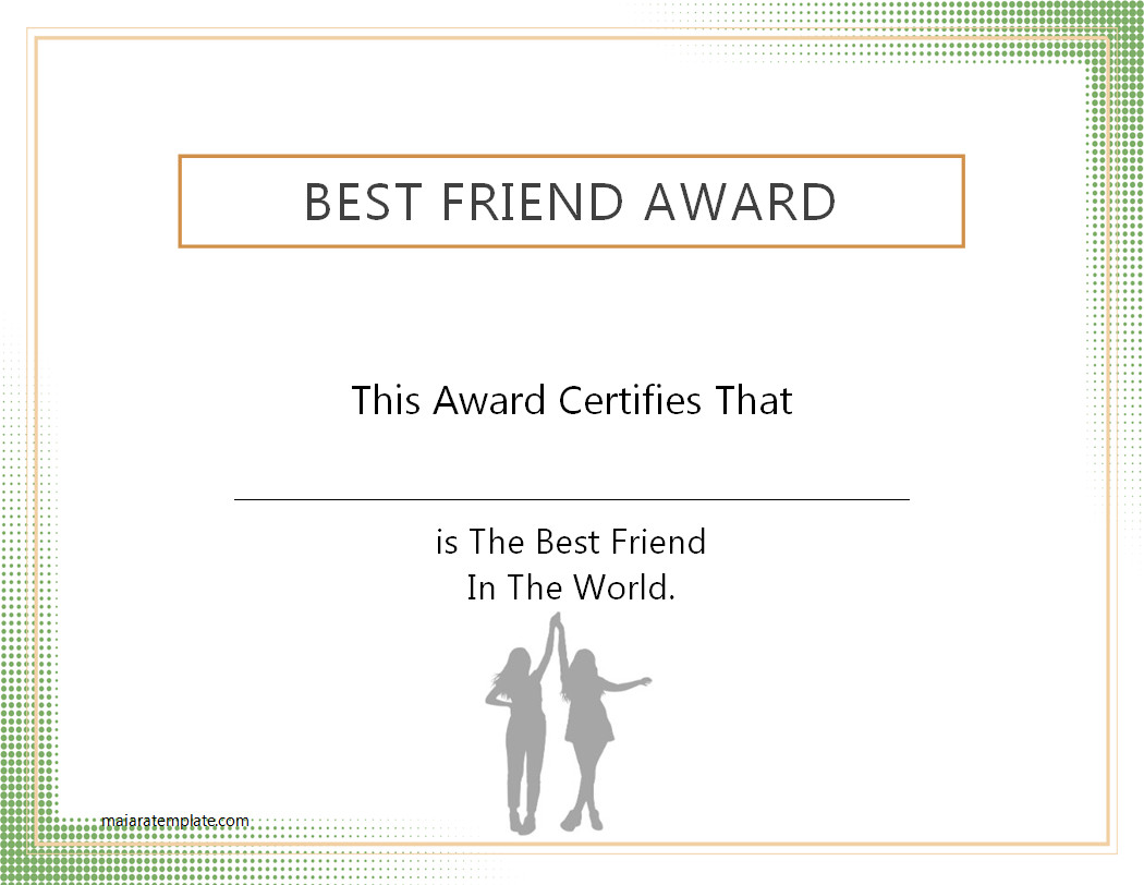 Printable Best Friend Award Certificate Template