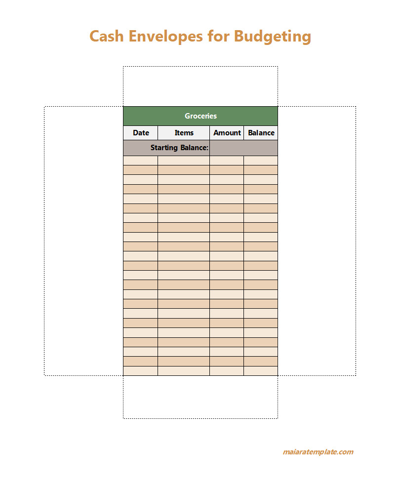 Free Printable Cash Envelopes for Budgeting Template