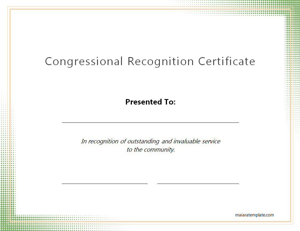 Certificate of Congressional Recognition Template