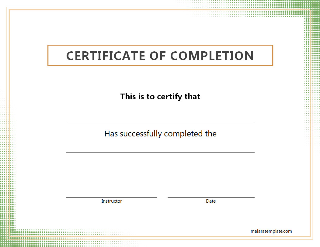 Free Printable Course Completion Certificate Template