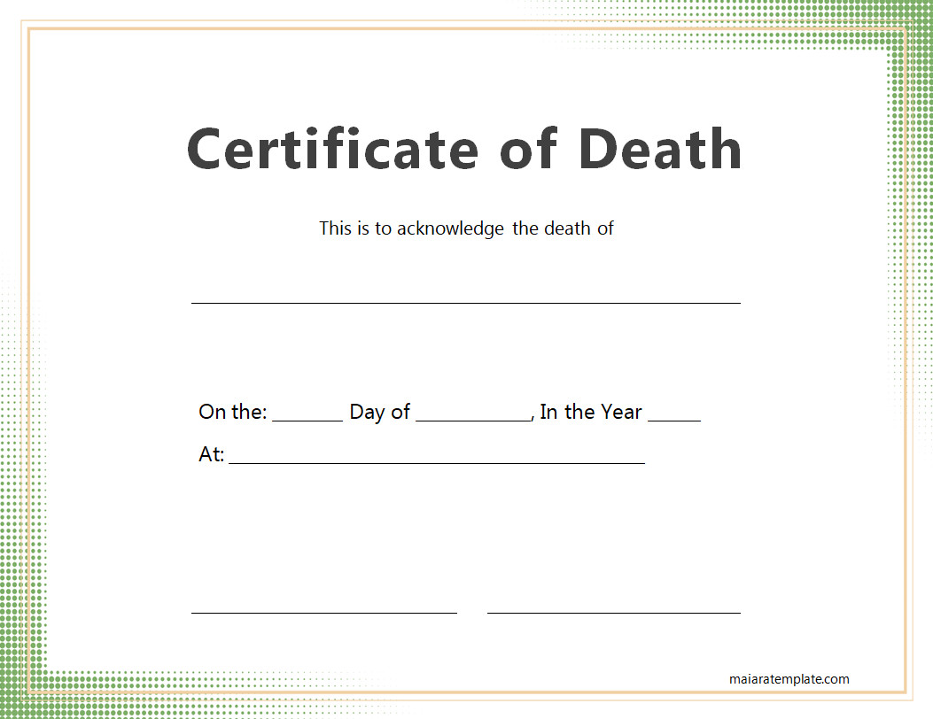 Free Printable Death Certificate Template