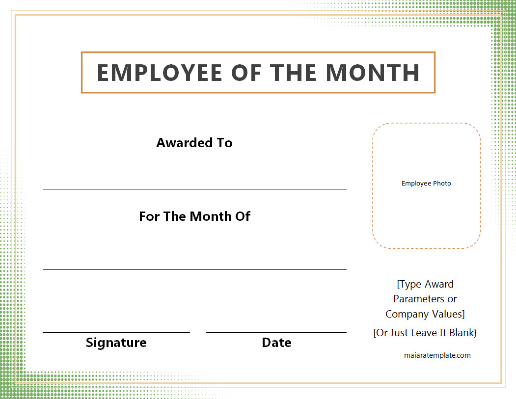 Printable Employee of The Month Certificate Template