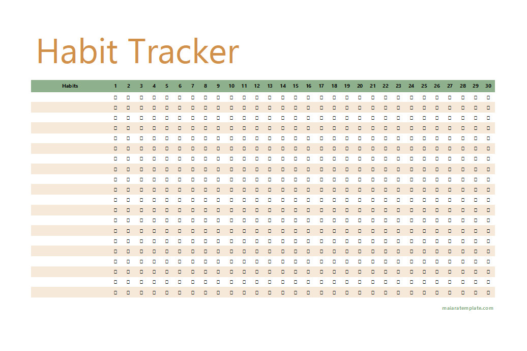 Habit Tracker Template Layout Showing Organized Spaces for Monitoring Multiple Habits and Daily Accomplishments