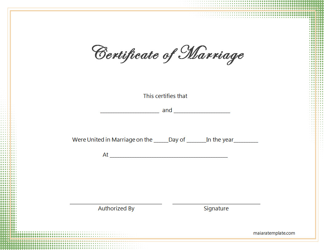 Marriage Certificate Template