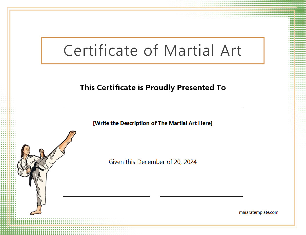 Printable Martial Arts Certificate Template