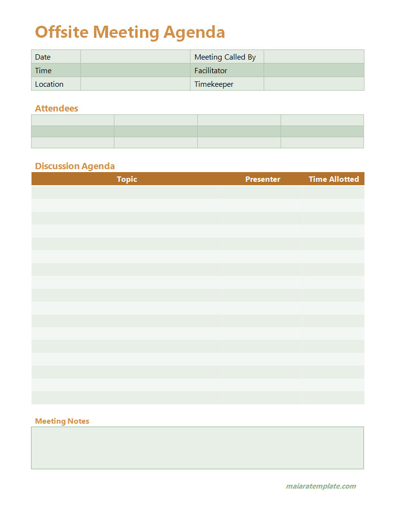 Sample Offsite Meeting Agenda Template