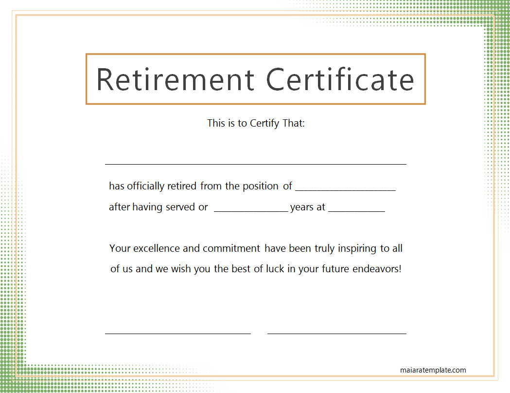 Free Printable Retirement Certificate Template