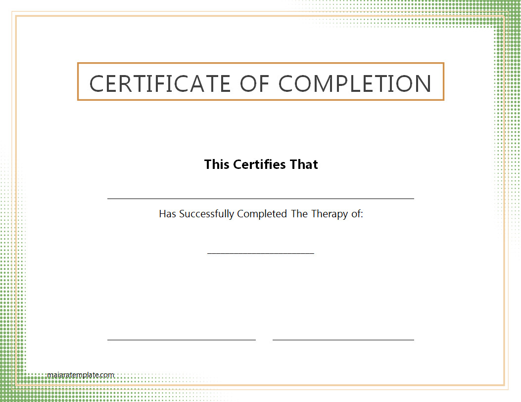 Therapy Completion Certificate Template