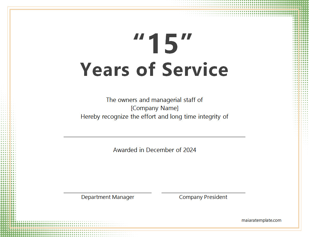 Printable Years of Service Certificate Template